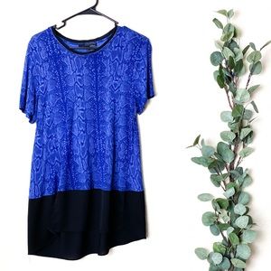 Elie Tahari Blue Snake Skin Blouse Large